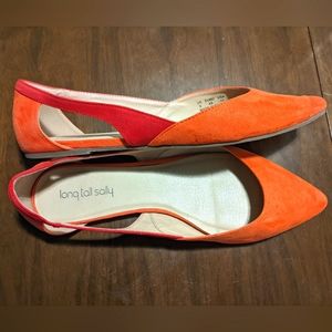 Orange/Red Suede Flats